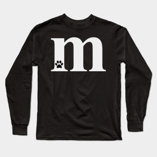 Letter M Lower Case m Alphabet tee with dog & cat paw T-Shirt Long Sleeve T-Shirt